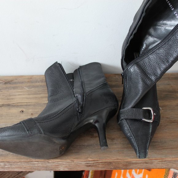 Arnold Churgin Black Leather Ankle Boots - Picture 2 of 3